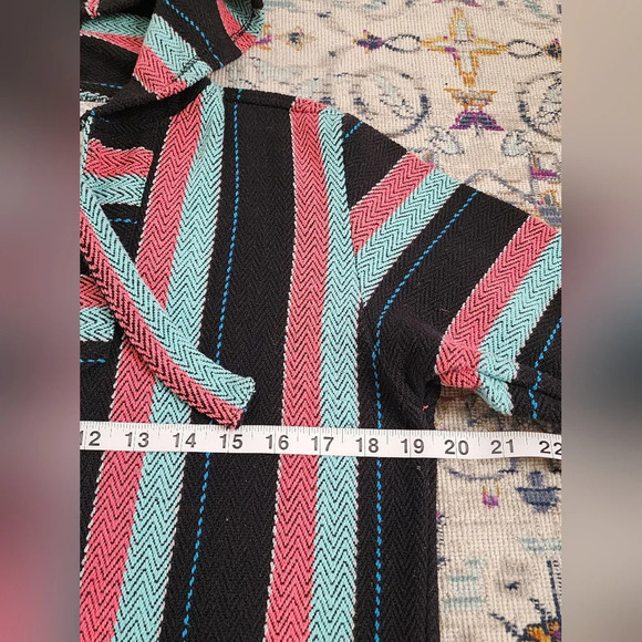 Original Senor Lopez Baja Pullover Hoodie Multicolor Stripe Shirt Made Mexico M - Picture 8 of 14